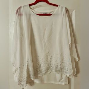 Ricki’s blouse with built in cami. White with sequence. Size L.